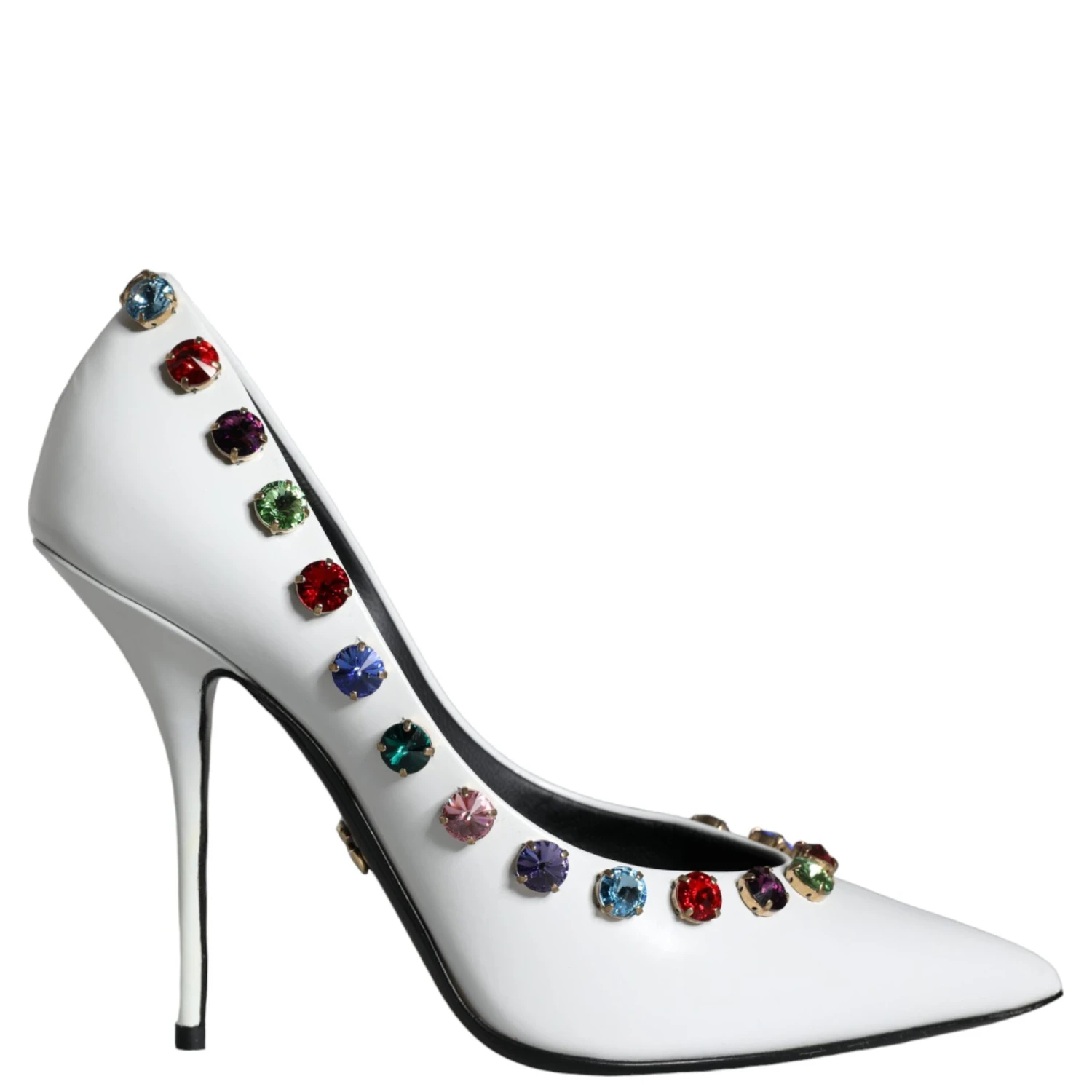 White Crystal Leather High Heels Pumps Shoes