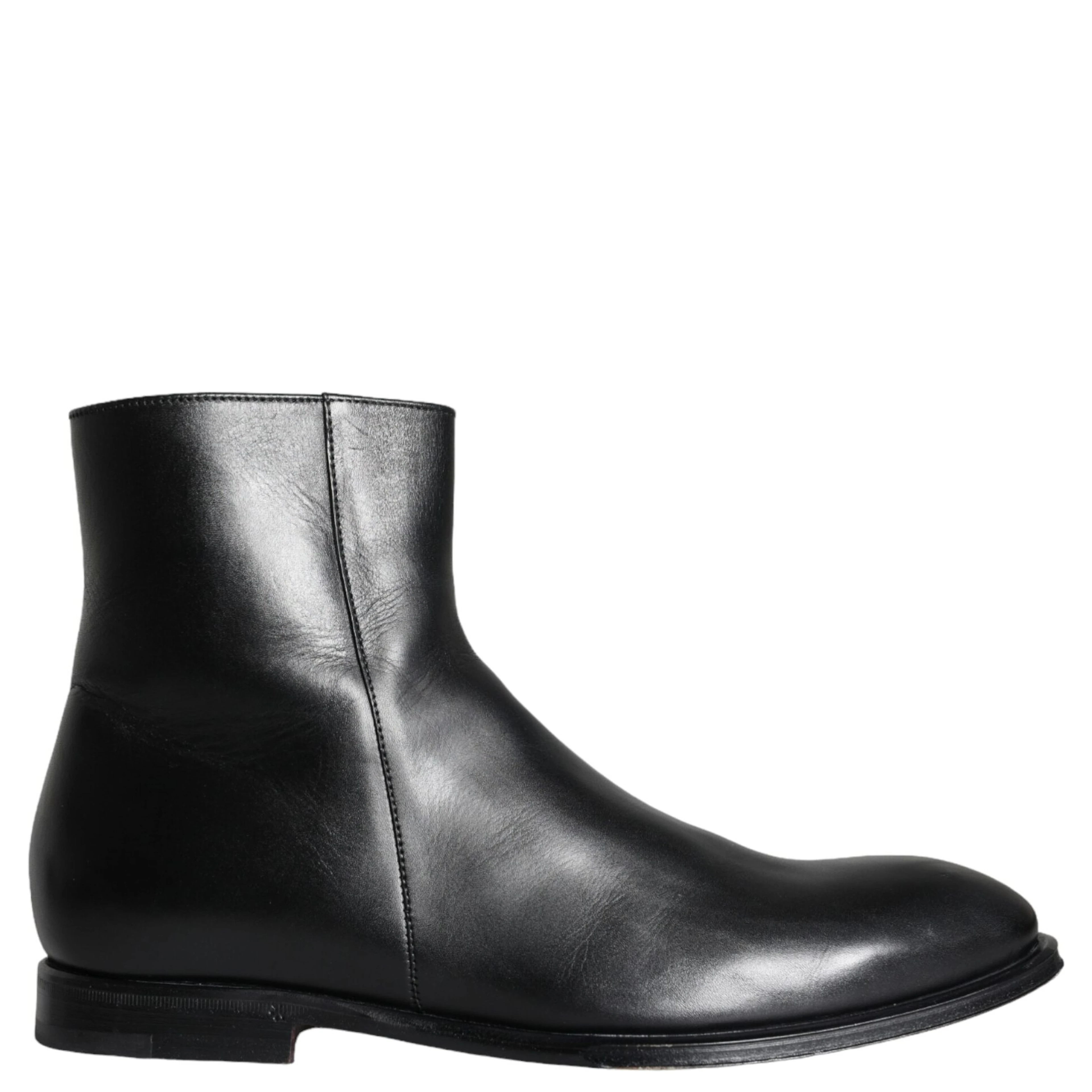 Black Calf Leather Men Ankle Boots Men Shoes