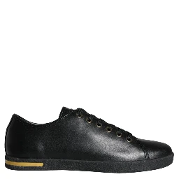 Black Gold Leather Classic Sneakers Shoes