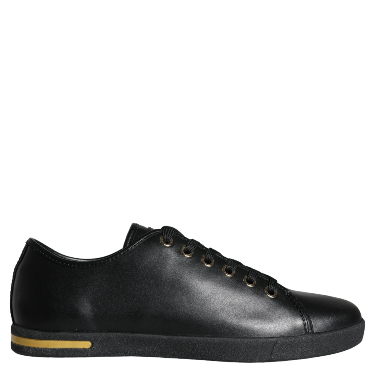 Black Gold Leather Classic Sneakers Shoes
