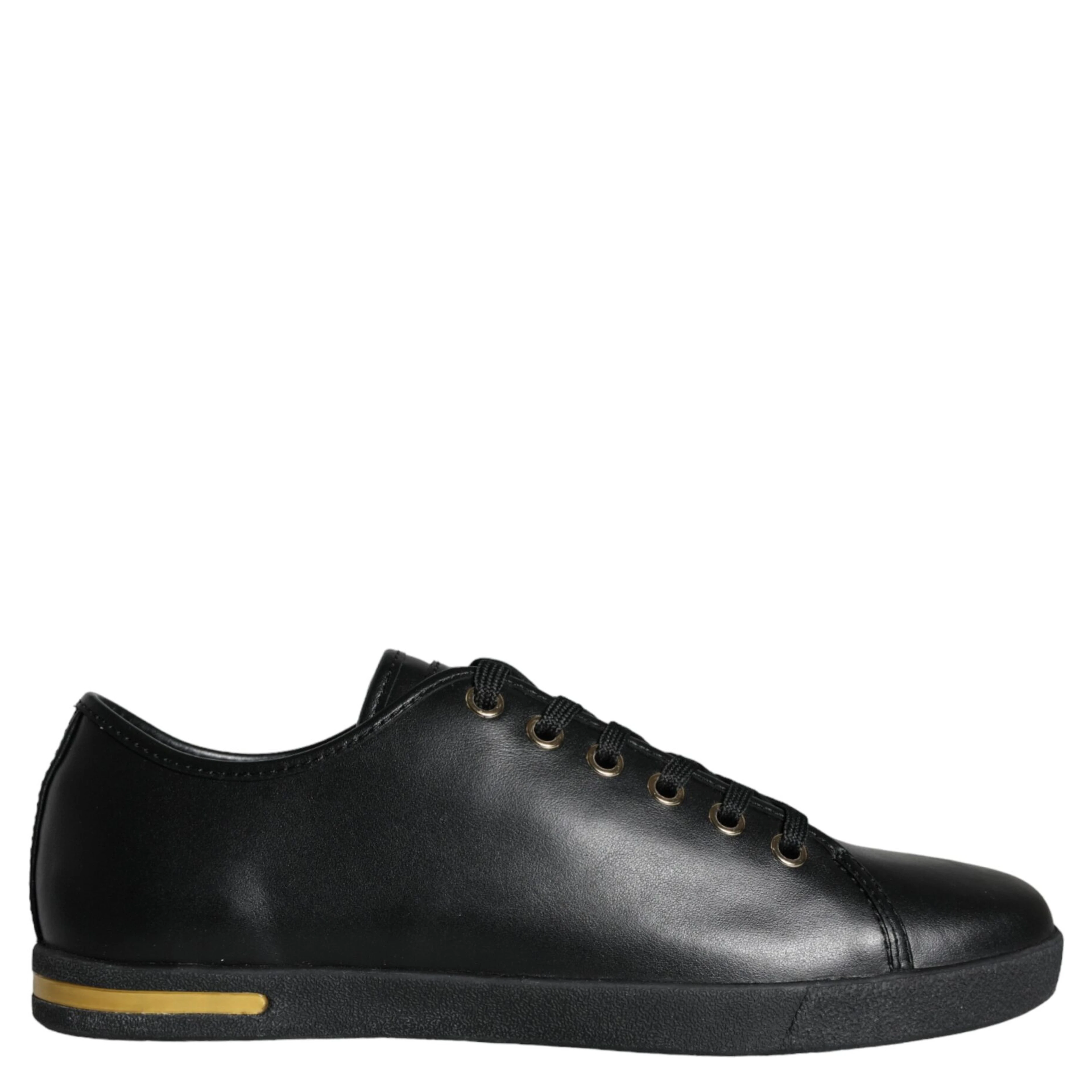 Black Gold Leather Classic Sneakers Shoes