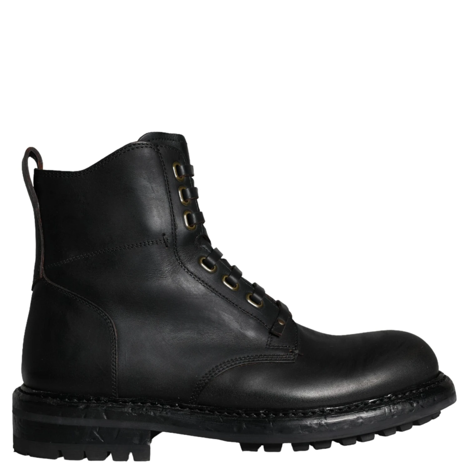 Black Lace Up Mid Calf Boots Men Shoes