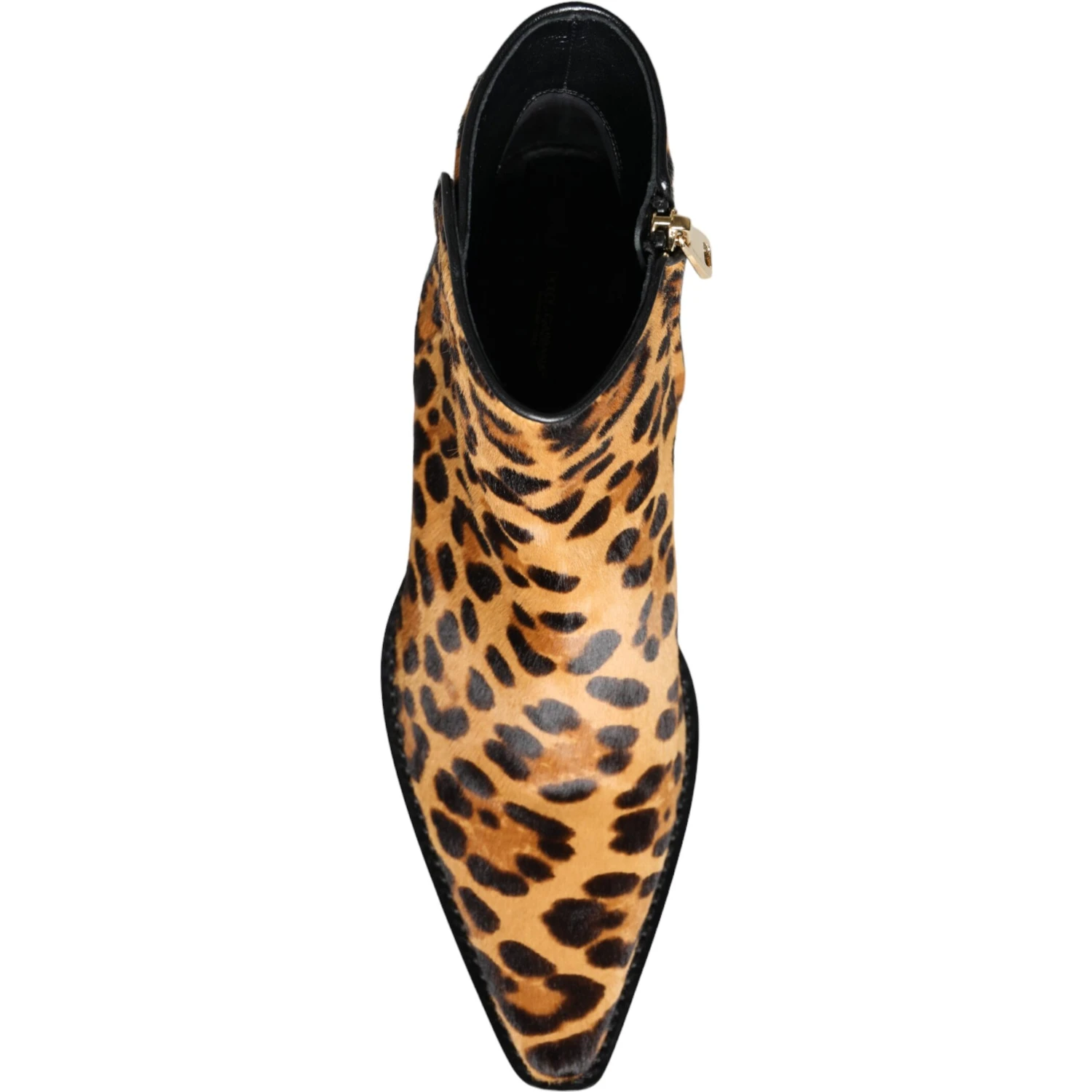 Brown Leopard Calf Fur Ankle Boots Shoes
