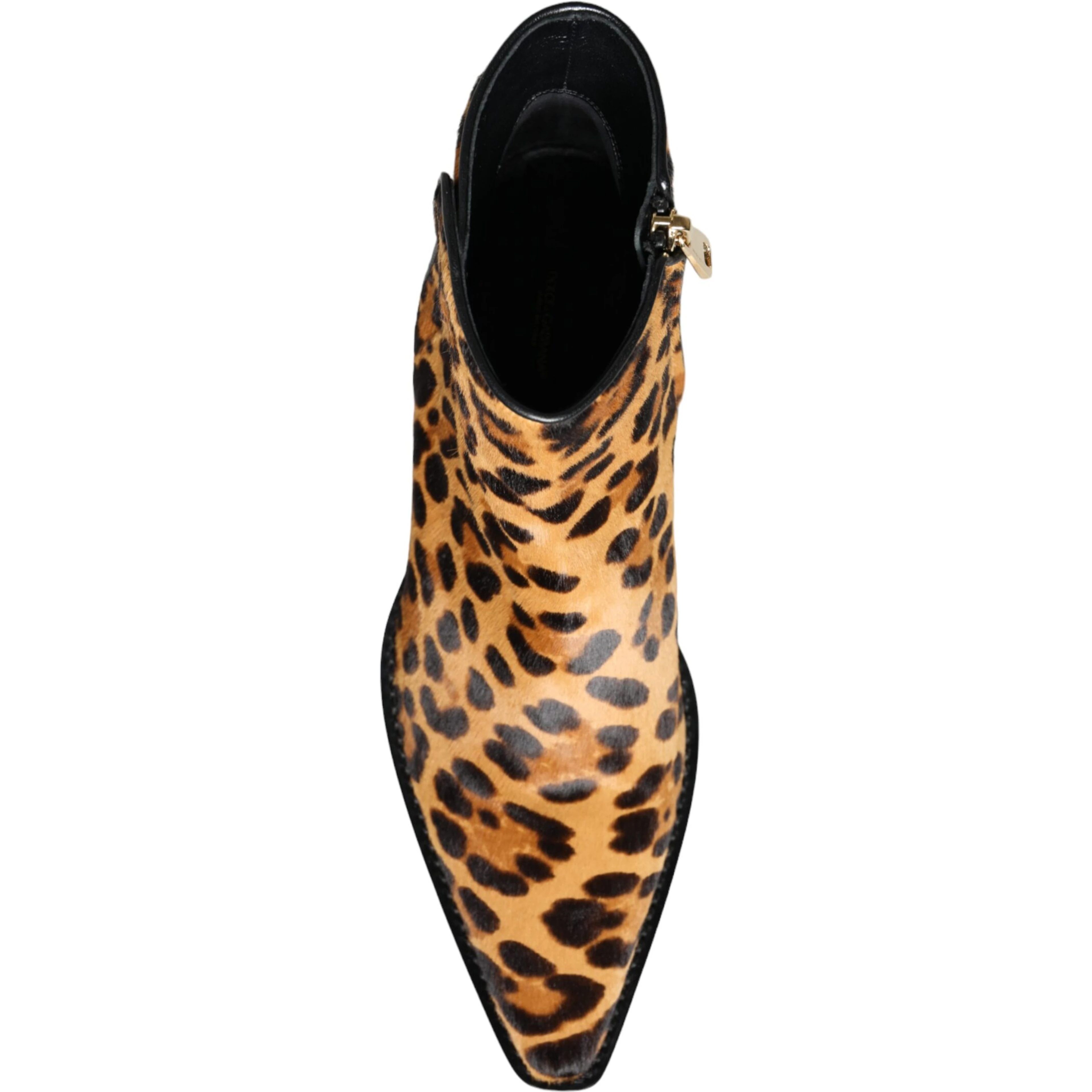 Brown Leopard Calf Fur Ankle Boots Shoes