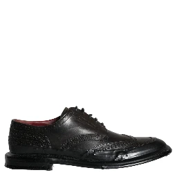 Black Leather Oxford Wingtip Formal Men Shoes