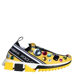 Yellow Sorrento Crystals Sneakers Womens Shoes
