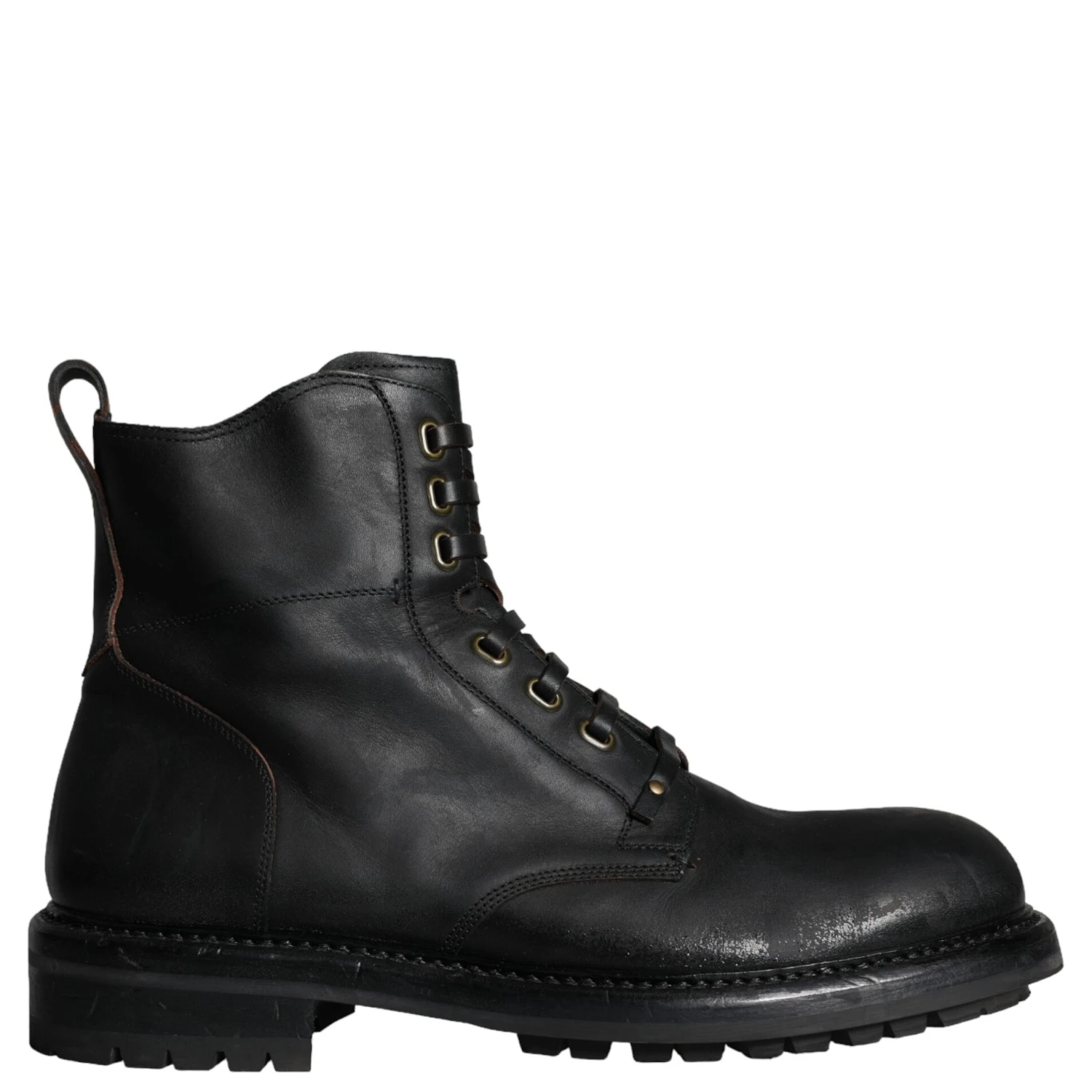 Black Lace Up Mid Calf Boots Men Shoes