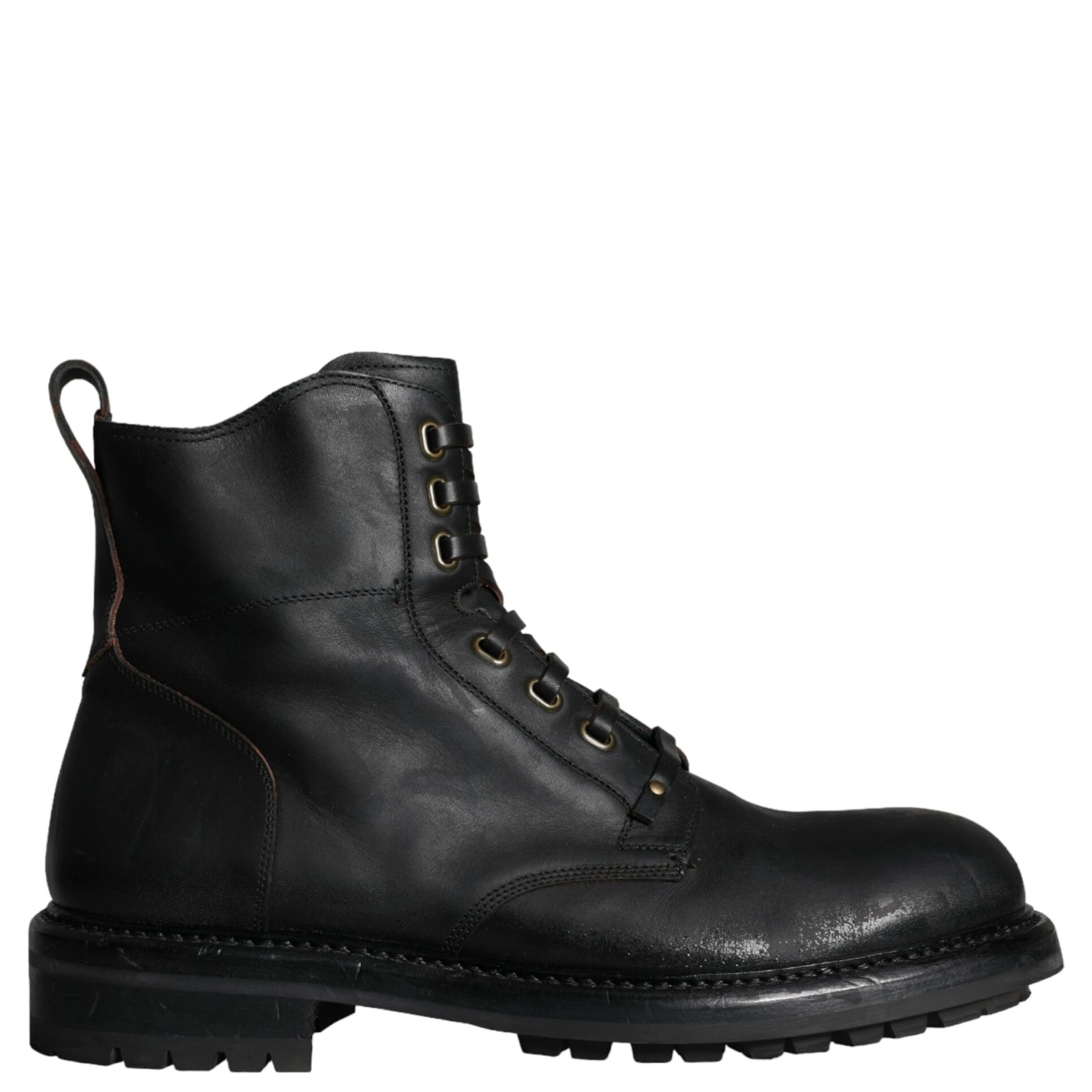 Black Lace Up Mid Calf Boots Men Shoes