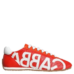 Red White Leather Logo Casual Sneakers Shoes