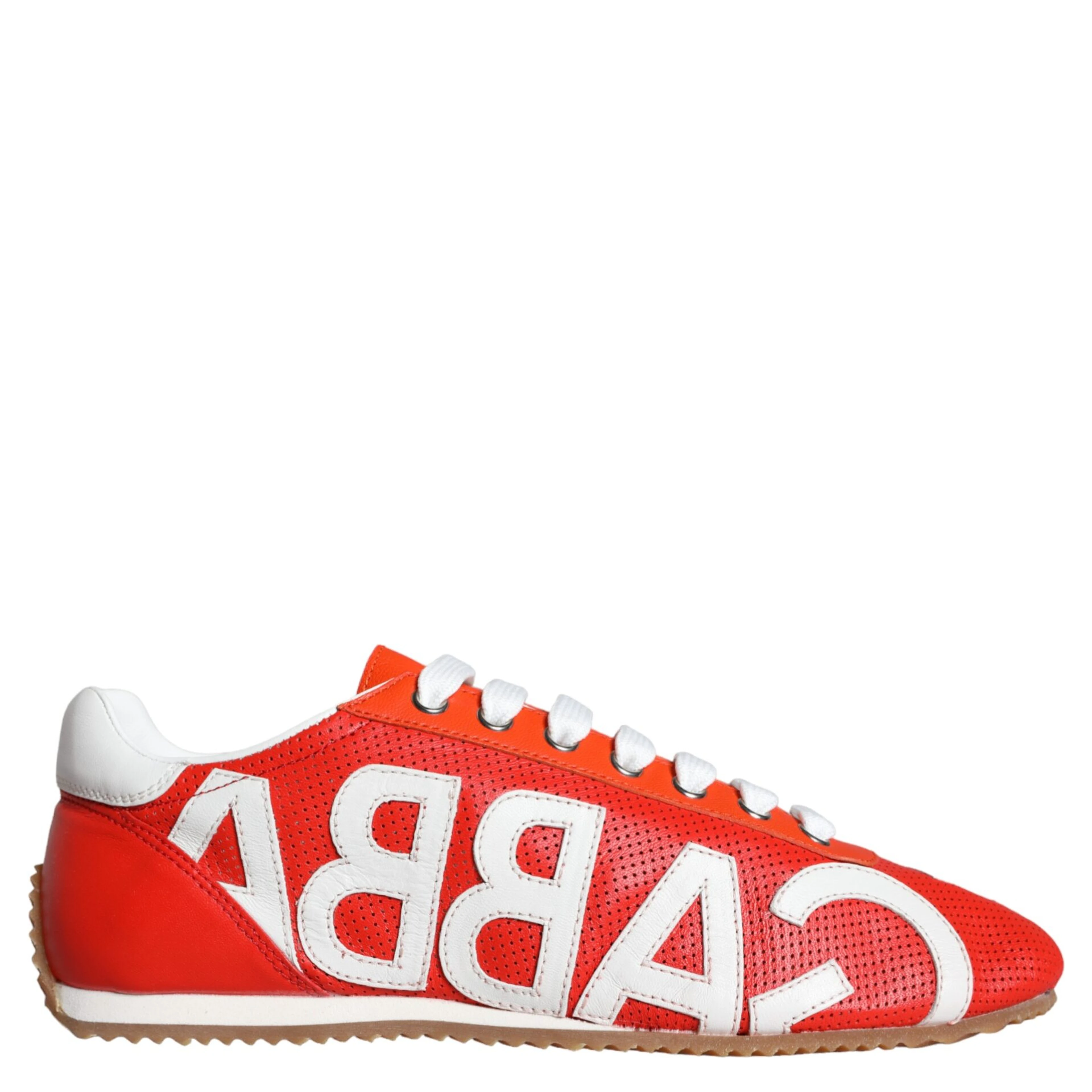 Red White Leather Logo Casual Sneakers Shoes