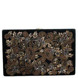 Black Velvet Gold Frame Clutch Evening Party Purse Bag