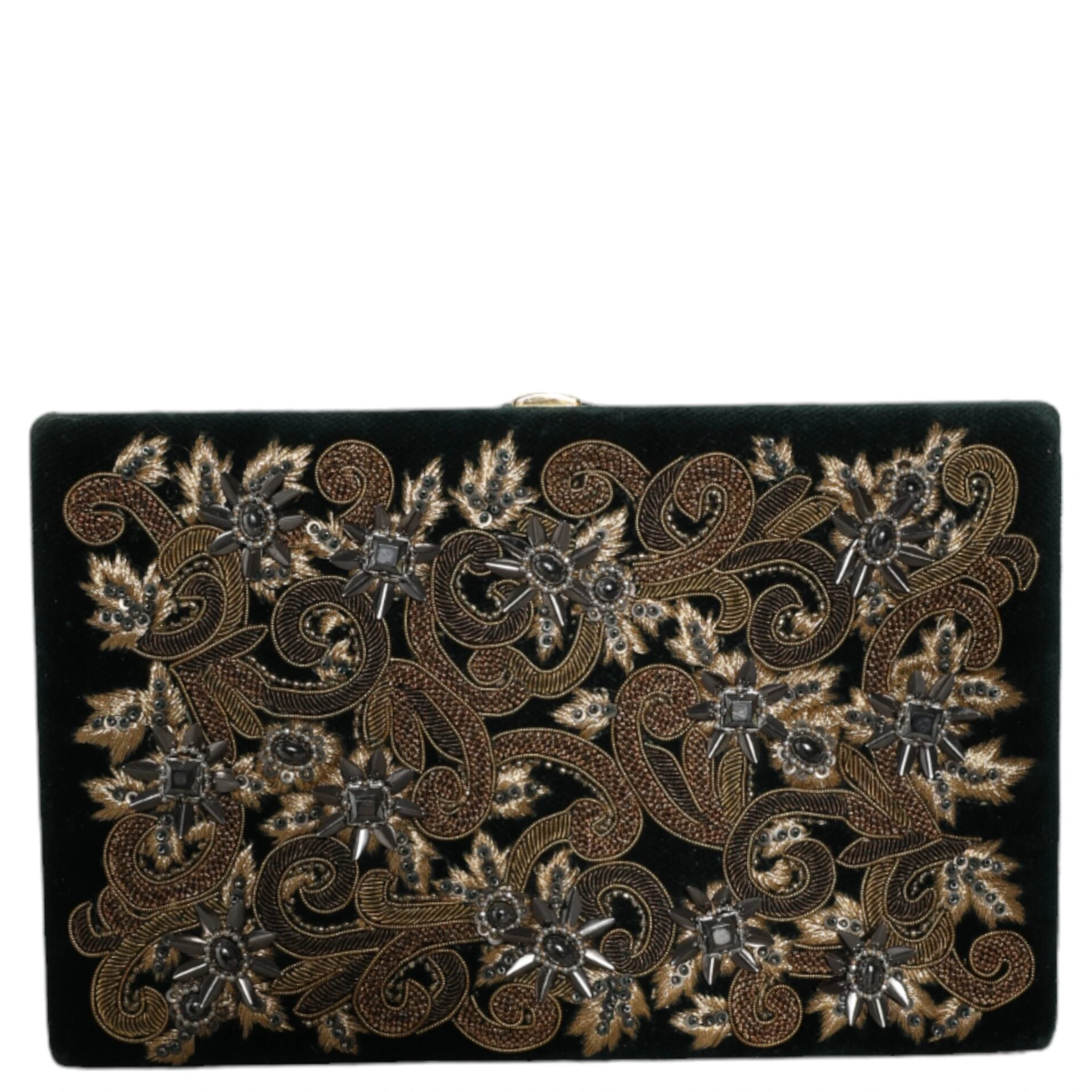 Black Velvet Gold Frame Clutch Evening Party Purse Bag