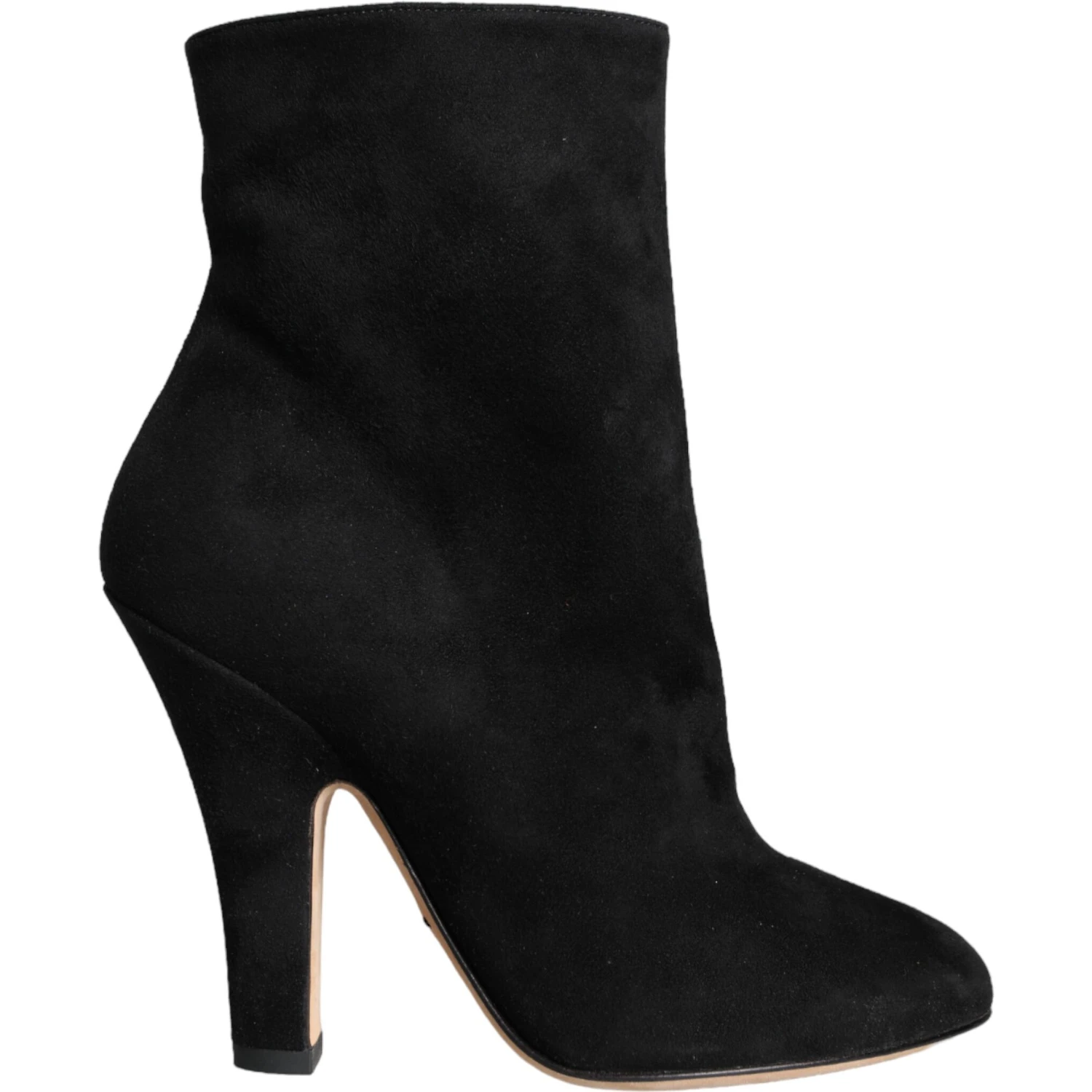 Black Suede Leather Mid Calf Boots Shoes