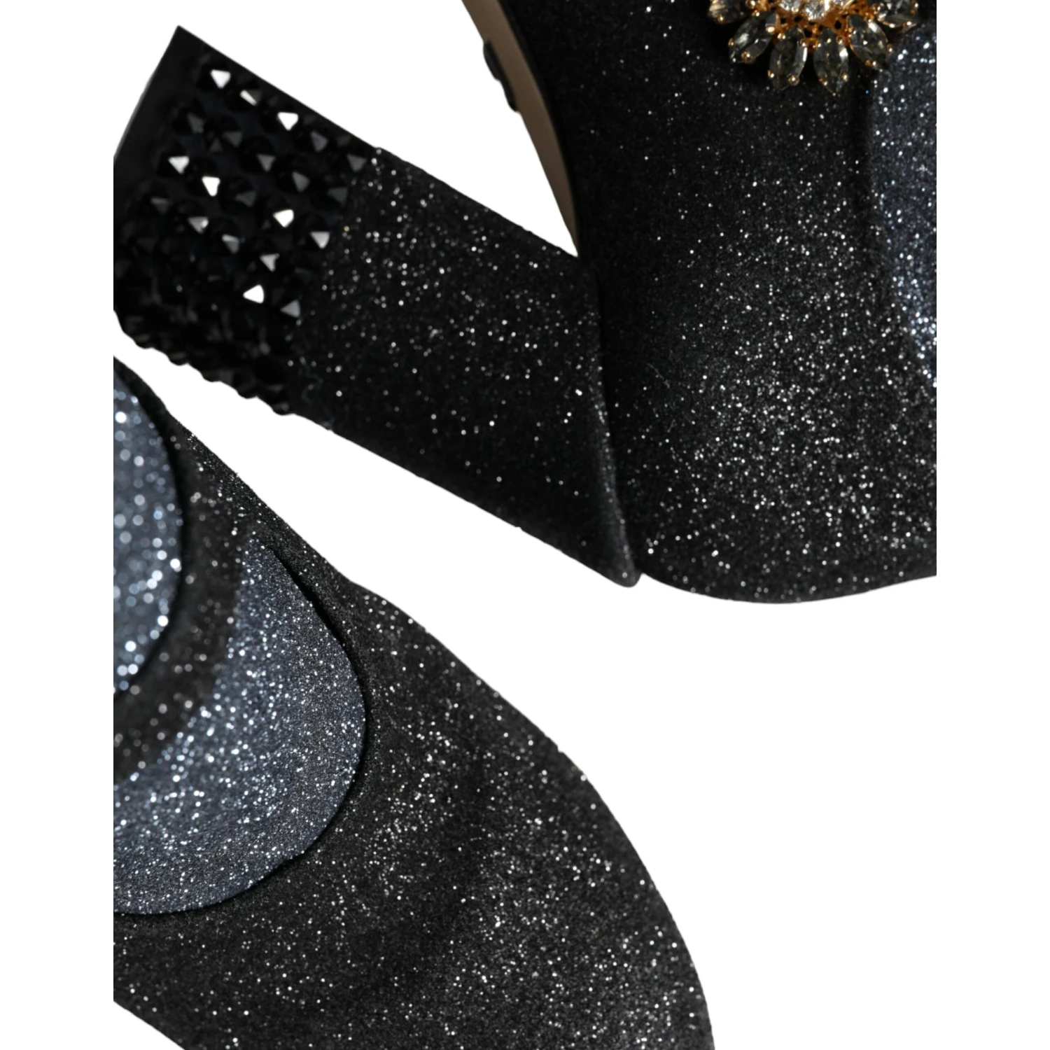 Black Crystal Mary Janes Booties Shoes