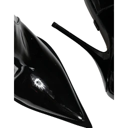 Black Patent Leather Pointed Ankle Boots Shoes