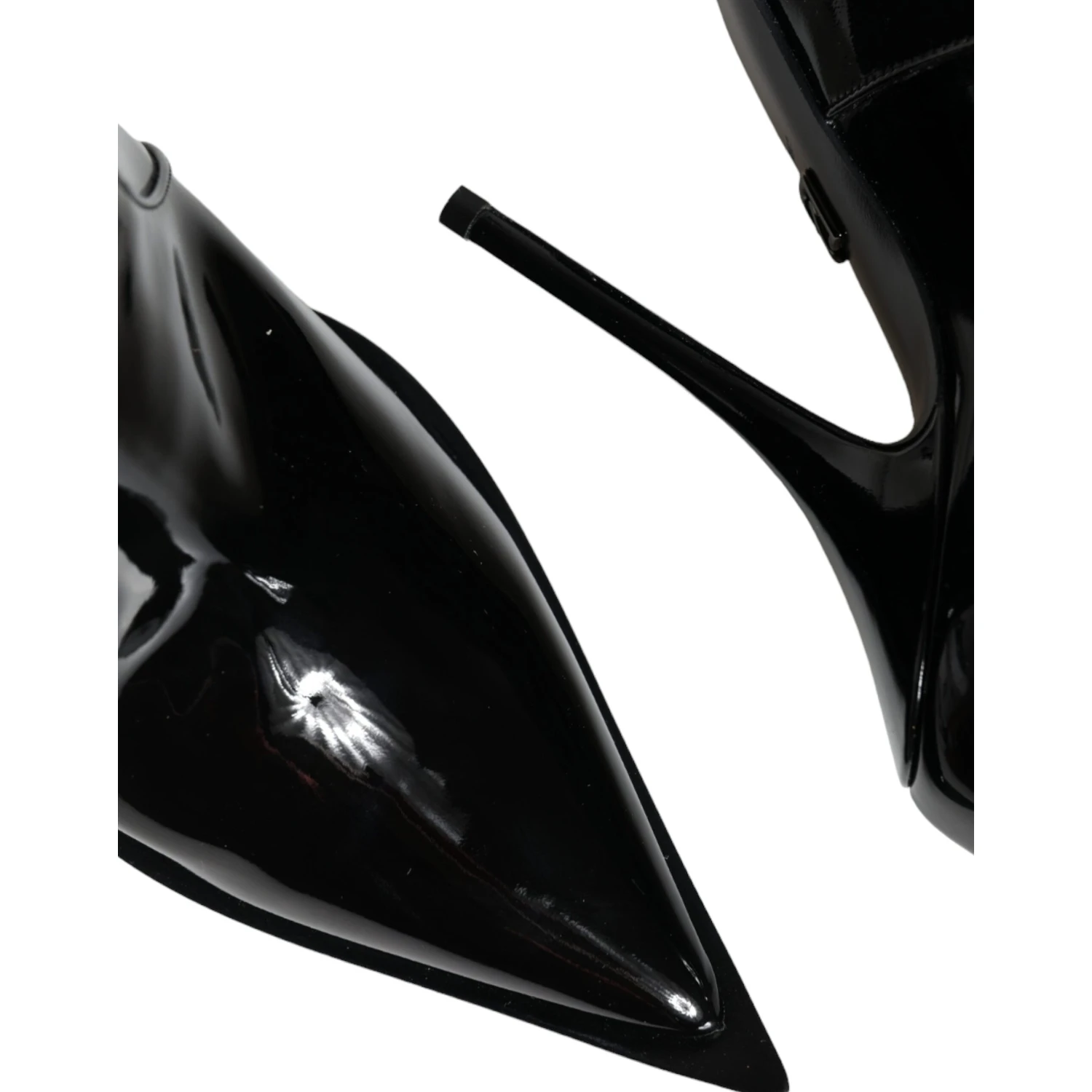 Black Patent Leather Pointed Ankle Boots Shoes