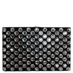 Black Velvet Crystal Clutch Evening Party Purse Bag