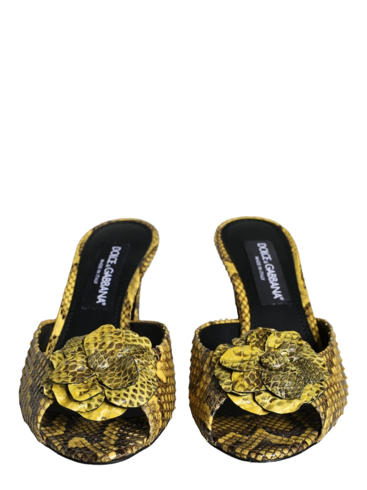 Yellow Leather Block Heels Slides Shoes alternative