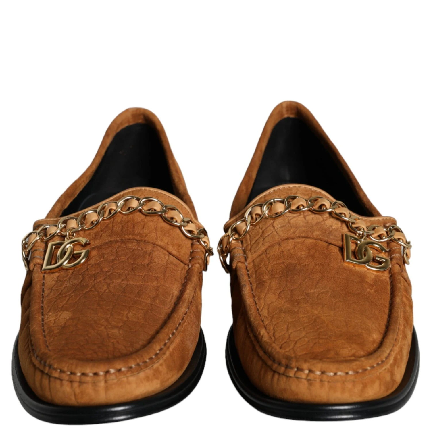 Brown Velvet Leather Logo Mocassin Slip On Shoes