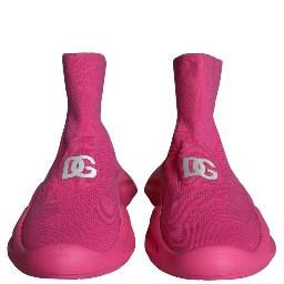 Pink Logo Print Slip On Socks Sneakers Shoes