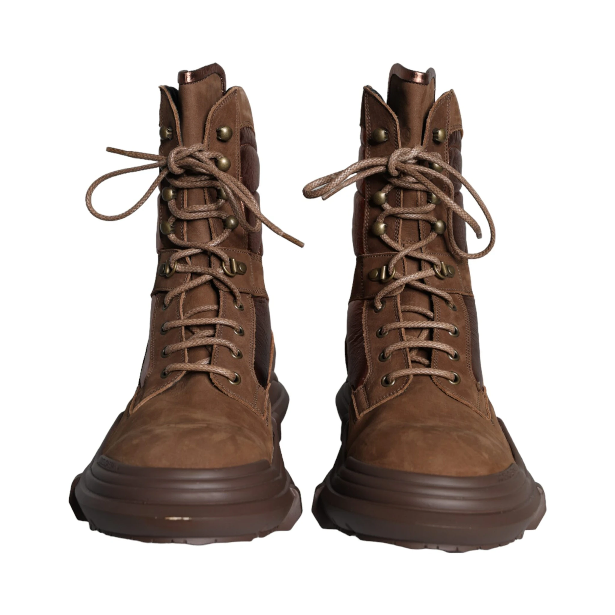 Brown Suede Leather Military Combat Men Boots Shoes