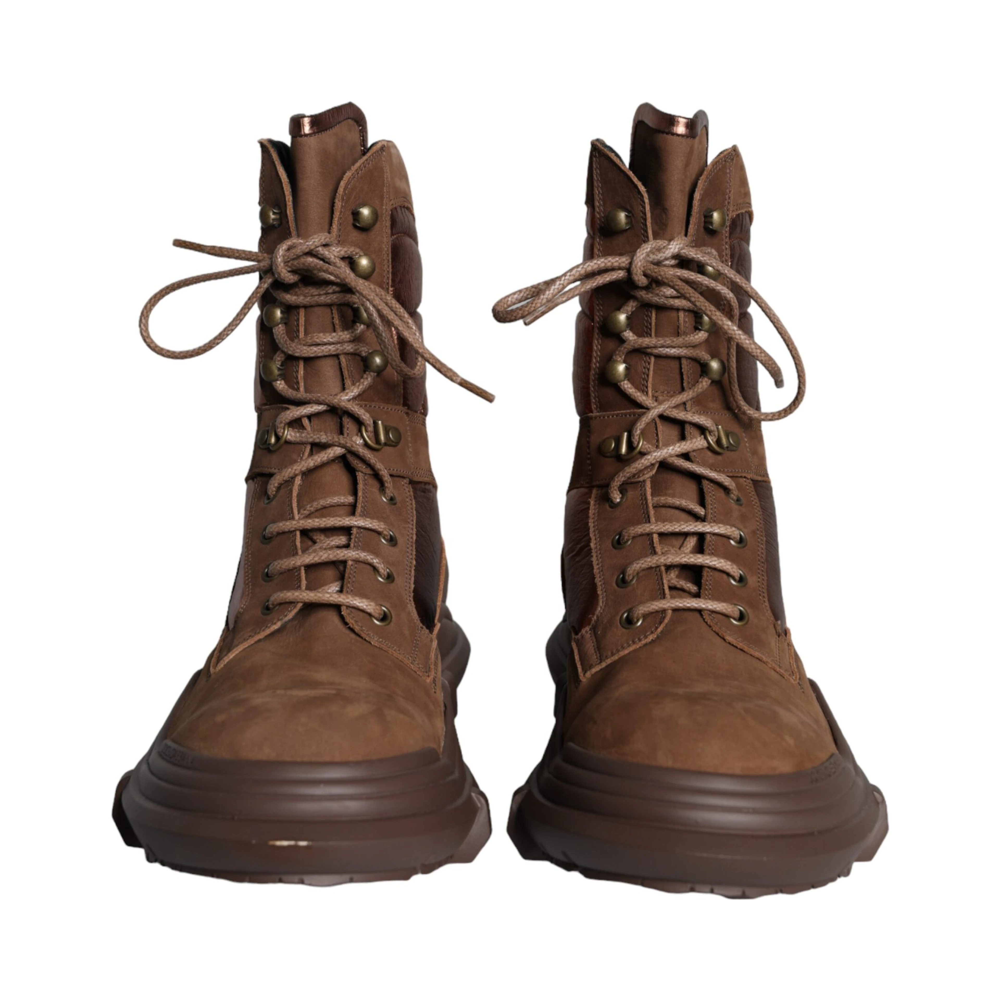 Brown Suede Leather Military Combat Men Boots Shoes