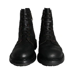 Black Lace Up Mid Calf Boots Men Shoes