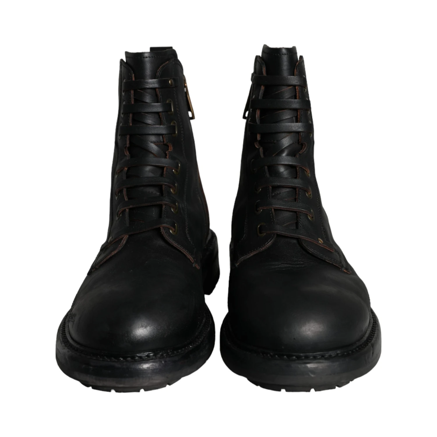Black Lace Up Mid Calf Boots Men Shoes
