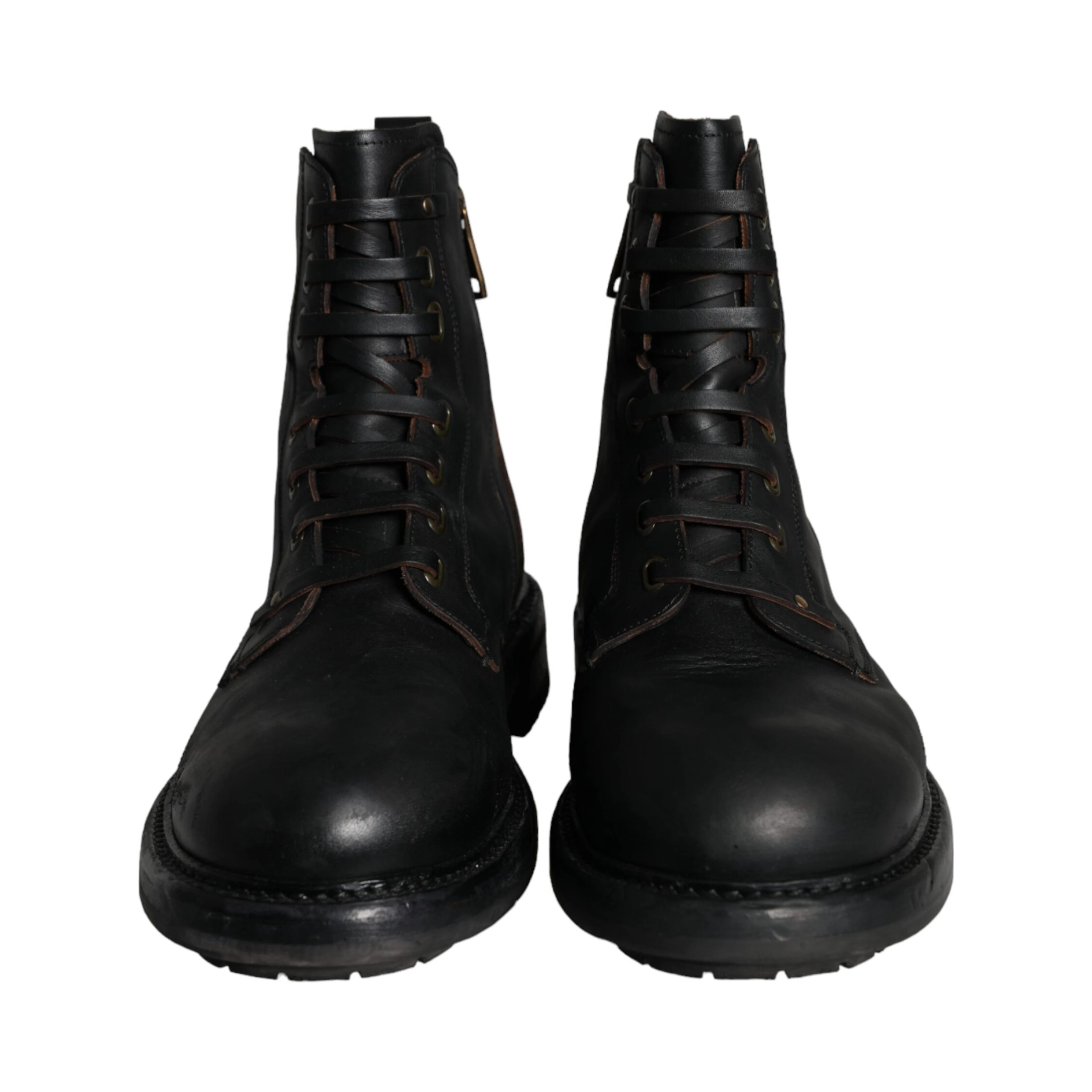 Black Lace Up Mid Calf Boots Men Shoes