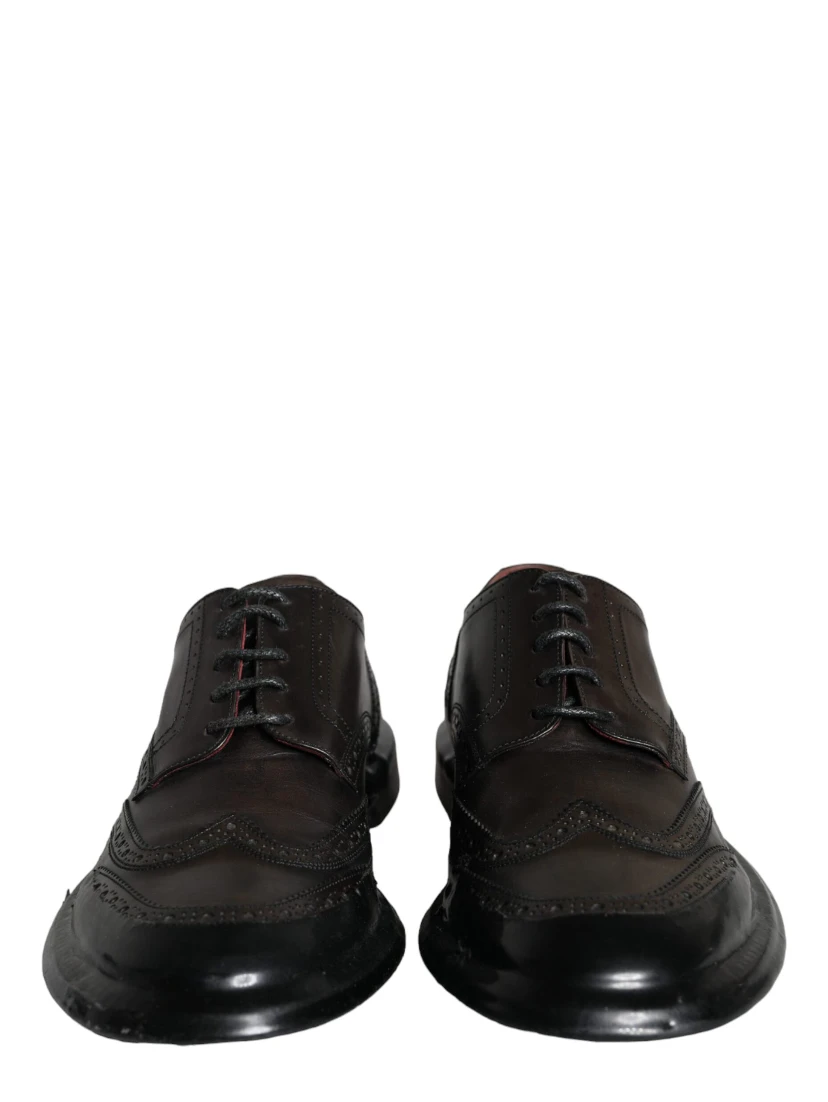 Black Leather Oxford Wingtip Formal Men Shoes