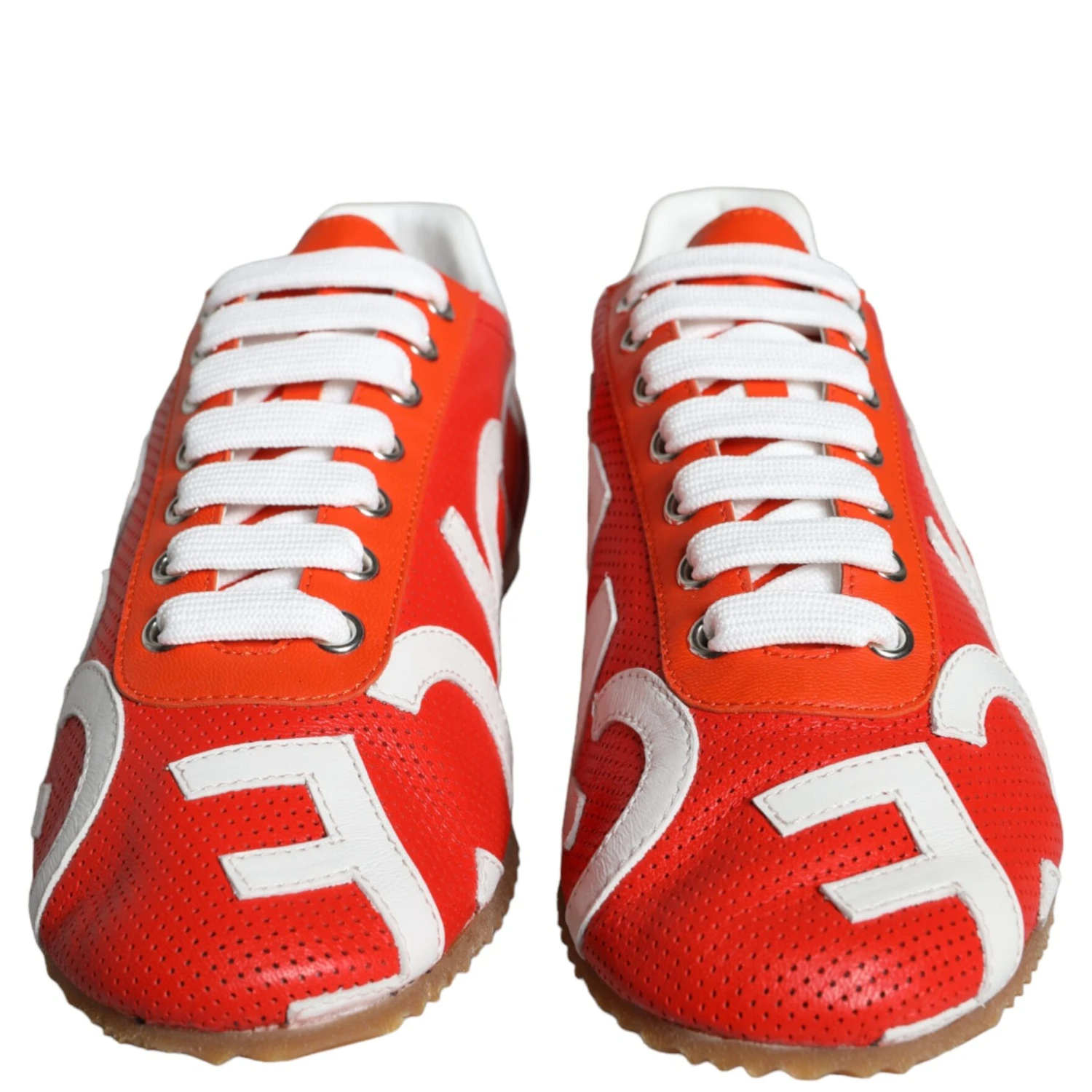 Red White Leather Logo Casual Sneakers Shoes