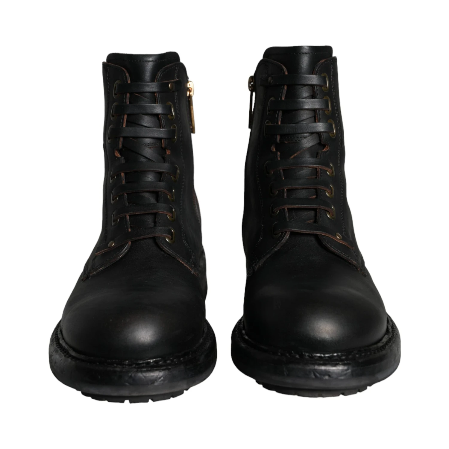 Black Lace Up Mid Calf Boots Men Shoes