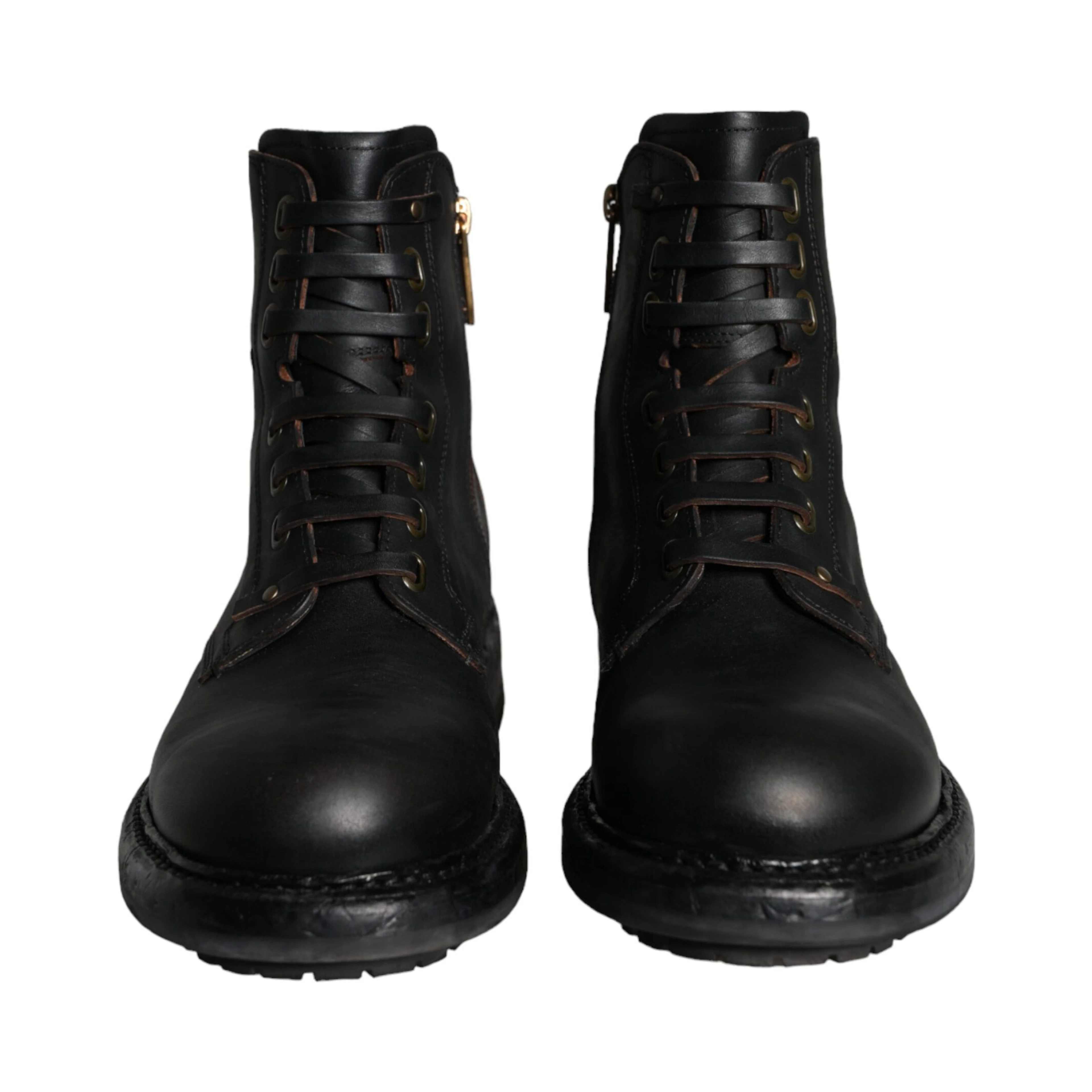 Black Lace Up Mid Calf Boots Men Shoes