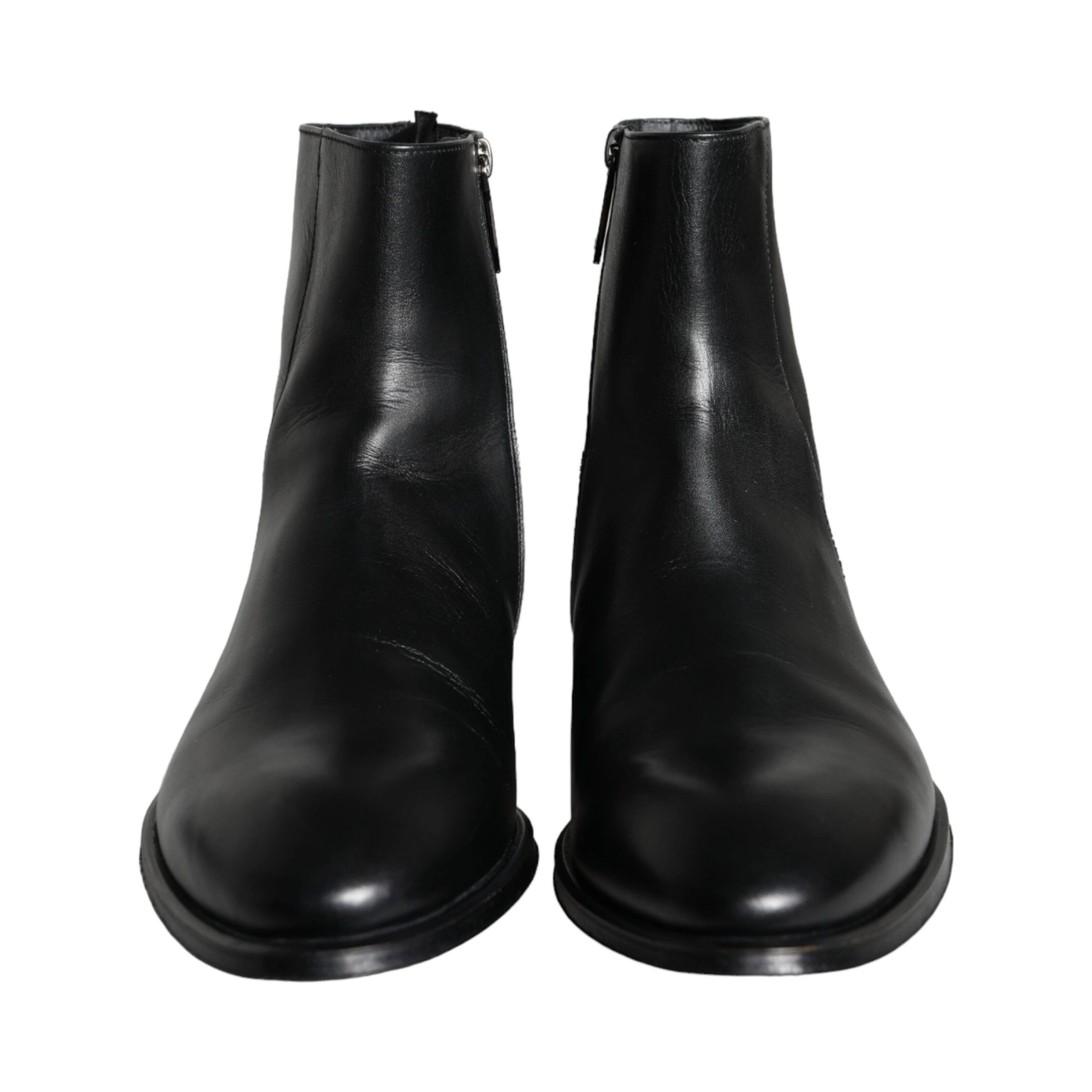 Black Calf Leather Men Ankle Boots Men Shoes