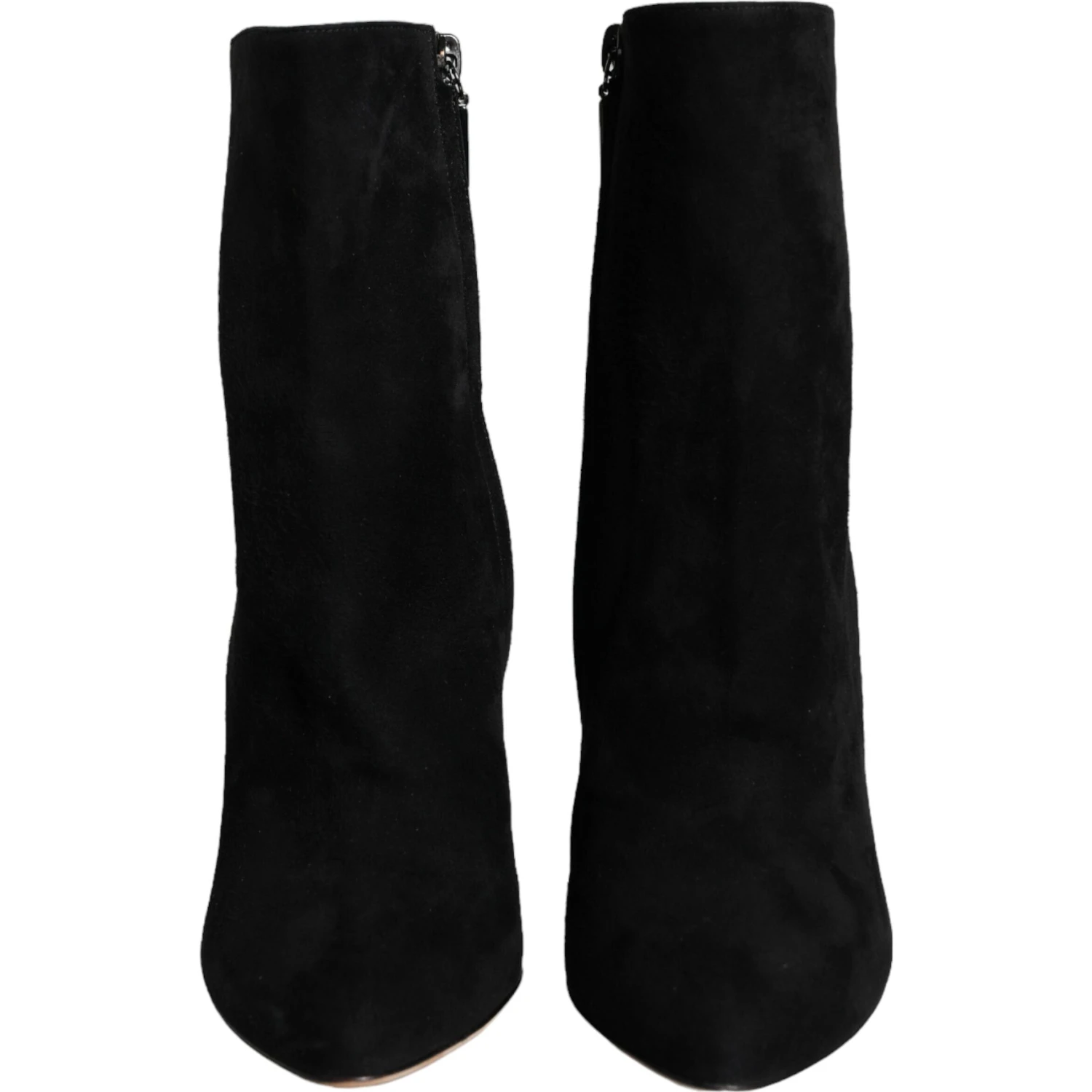 Black Suede Leather Mid Calf Boots Shoes