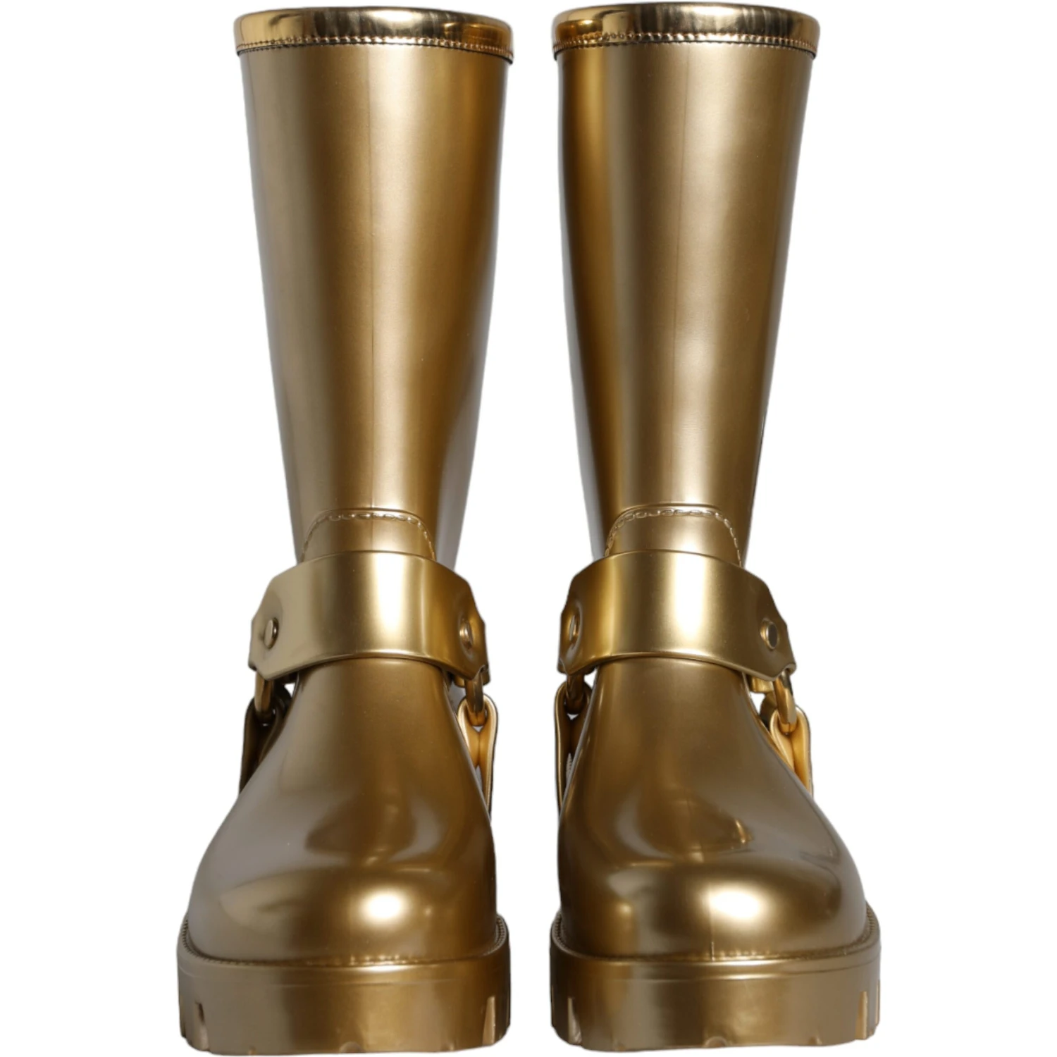 Metallic Gold Rubber PVC Rain Boots Shoes