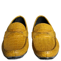 Yellow Leather Slip Mocassin Loafers Shoes