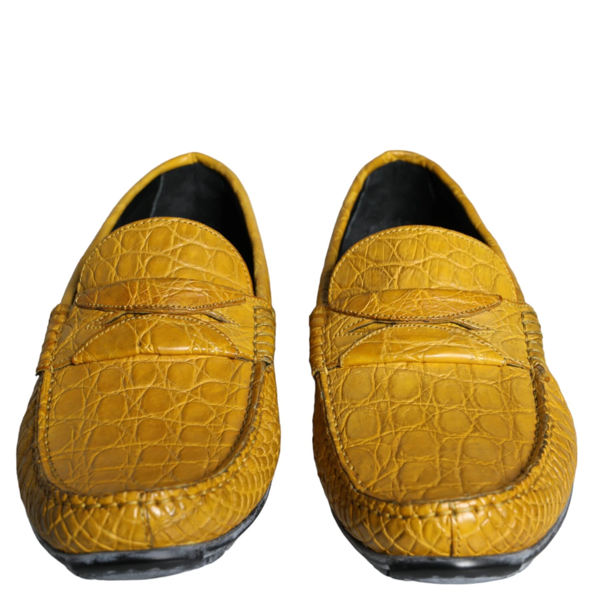 Yellow Leather Slip Mocassin Loafers Shoes