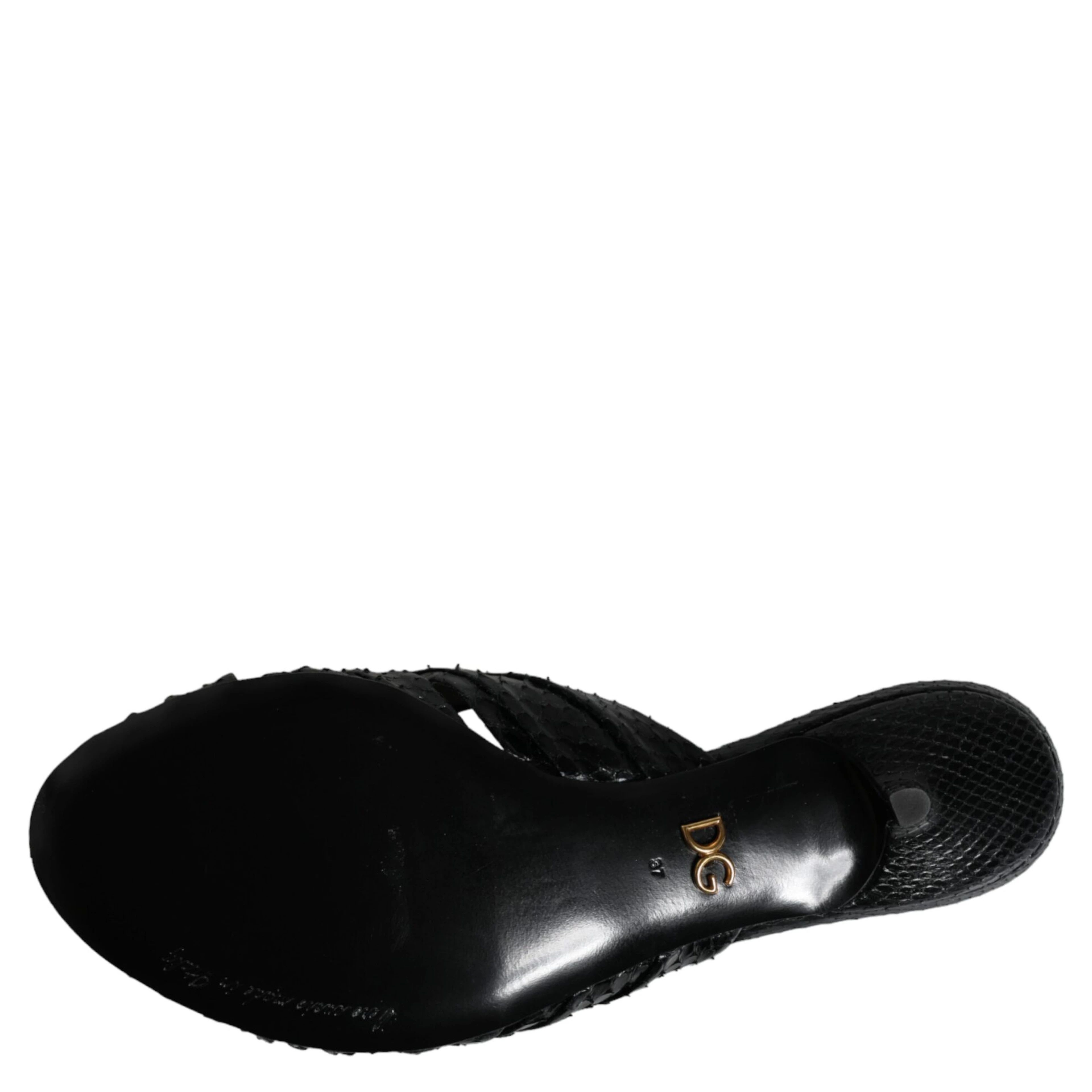 Black Leather Heels Slides Sandals Shoes