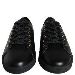 Black Gold Leather Classic Sneakers Shoes