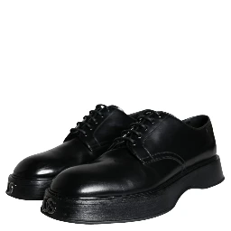 Black Calf Leather Derby Formal Dress Shoes