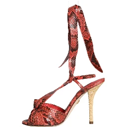 Coral Exotic Leather Heels Sandals Shoes