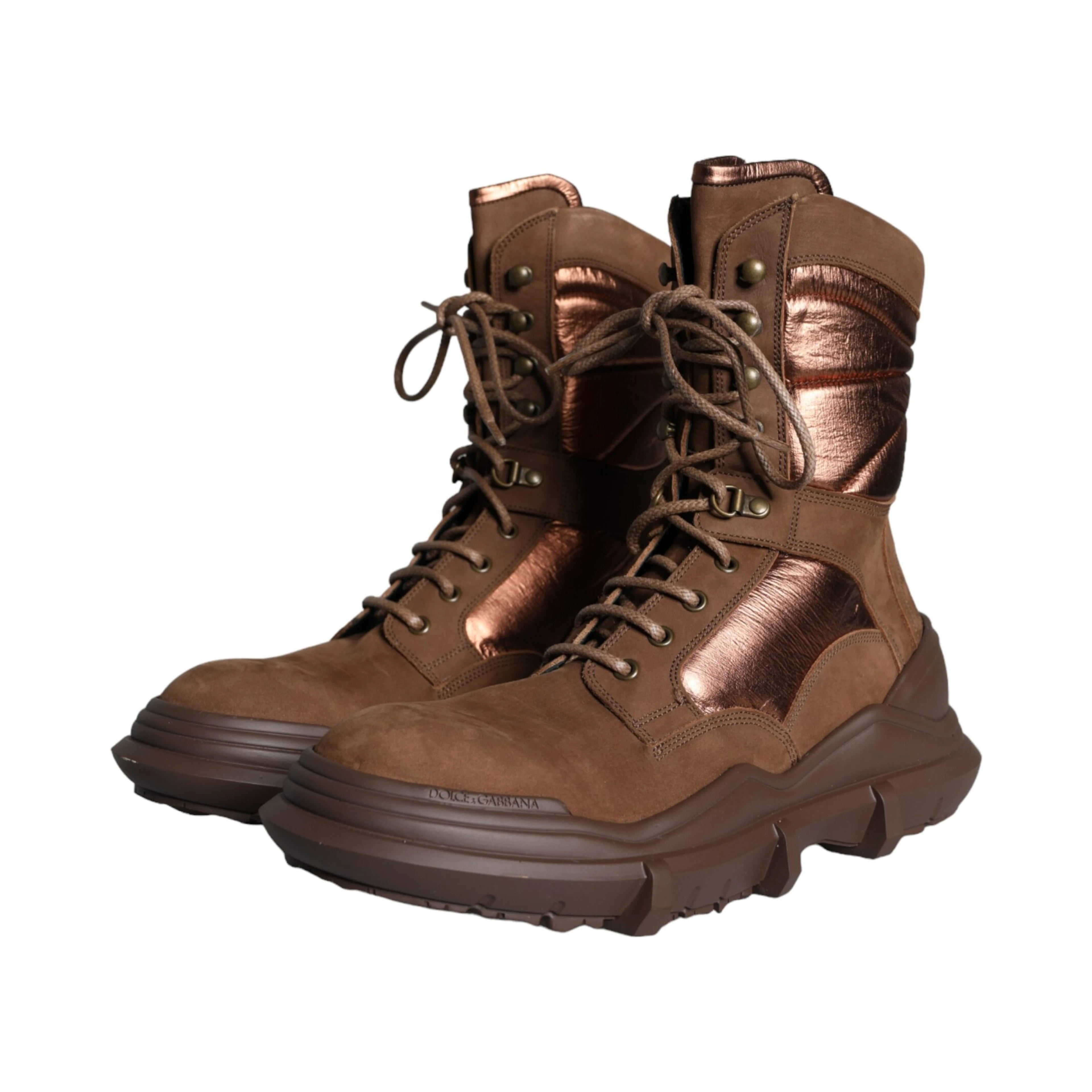 Brown Suede Leather Military Combat Men Boots Shoes