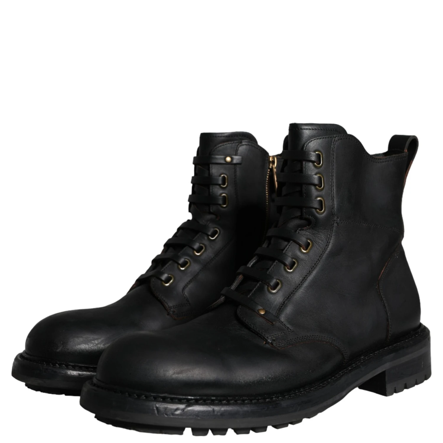 Black Lace Up Mid Calf Boots Men Shoes