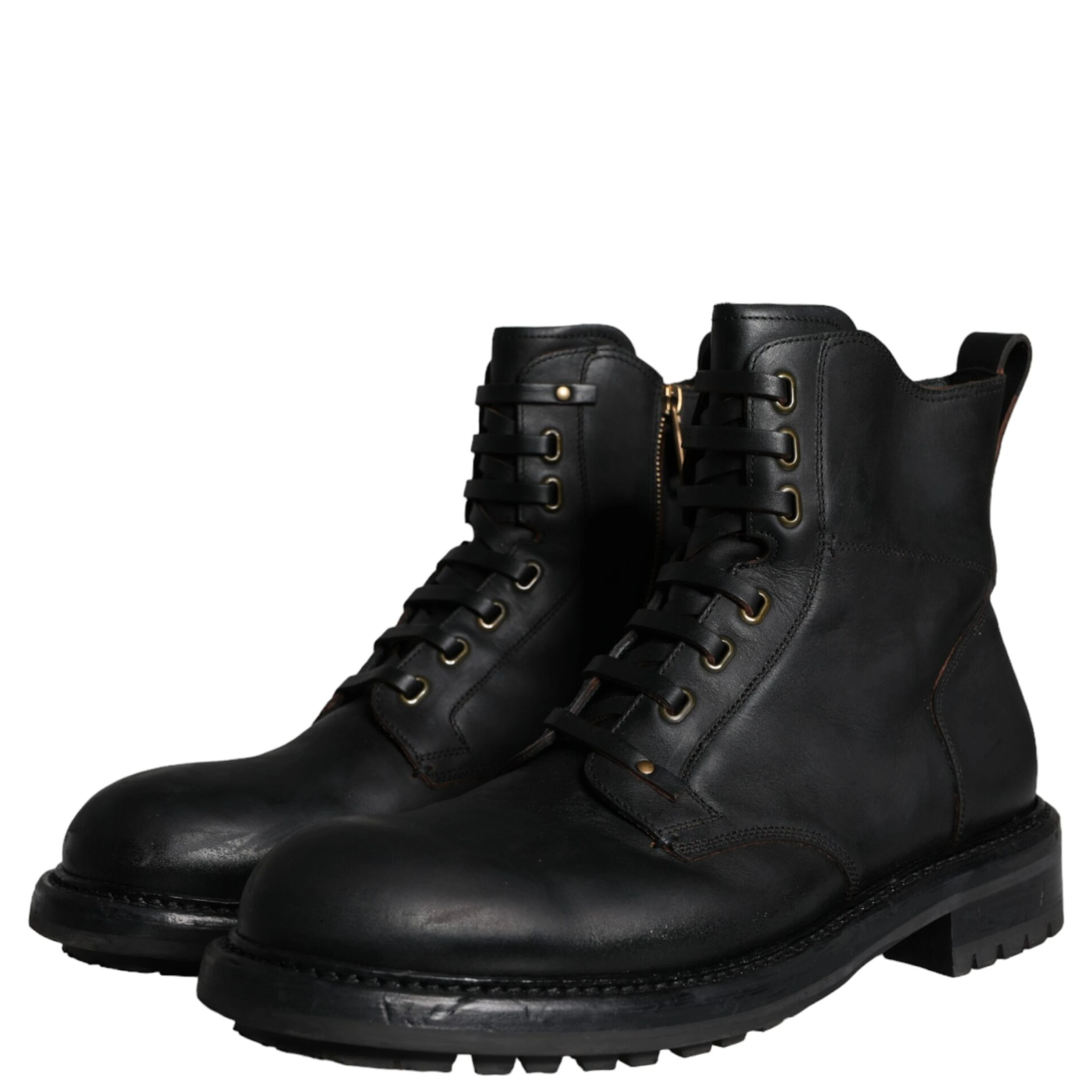 Black Lace Up Mid Calf Boots Men Shoes