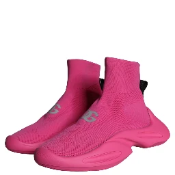 Pink Logo Print Slip On Socks Sneakers Shoes