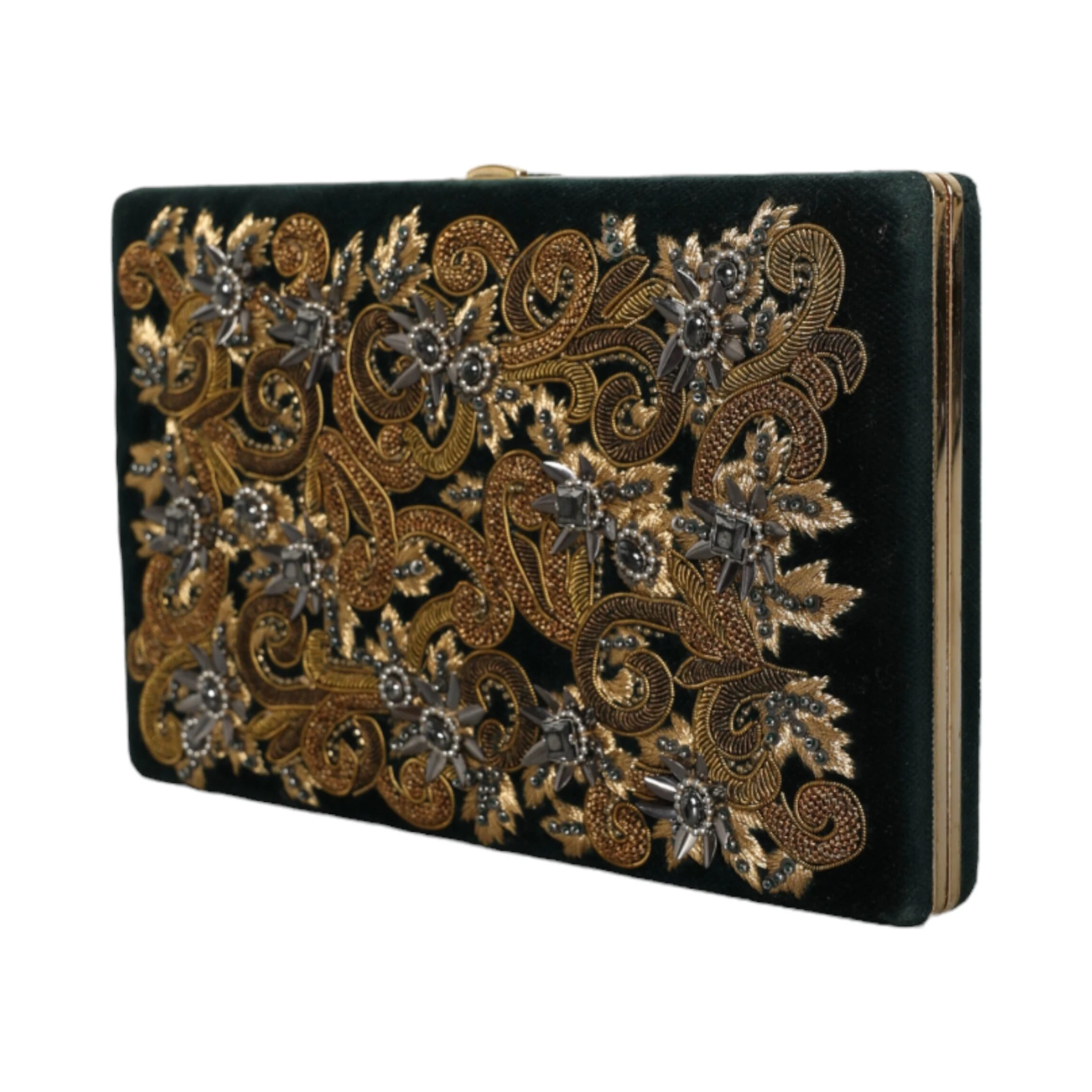 Black Velvet Gold Frame Clutch Evening Party Purse Bag