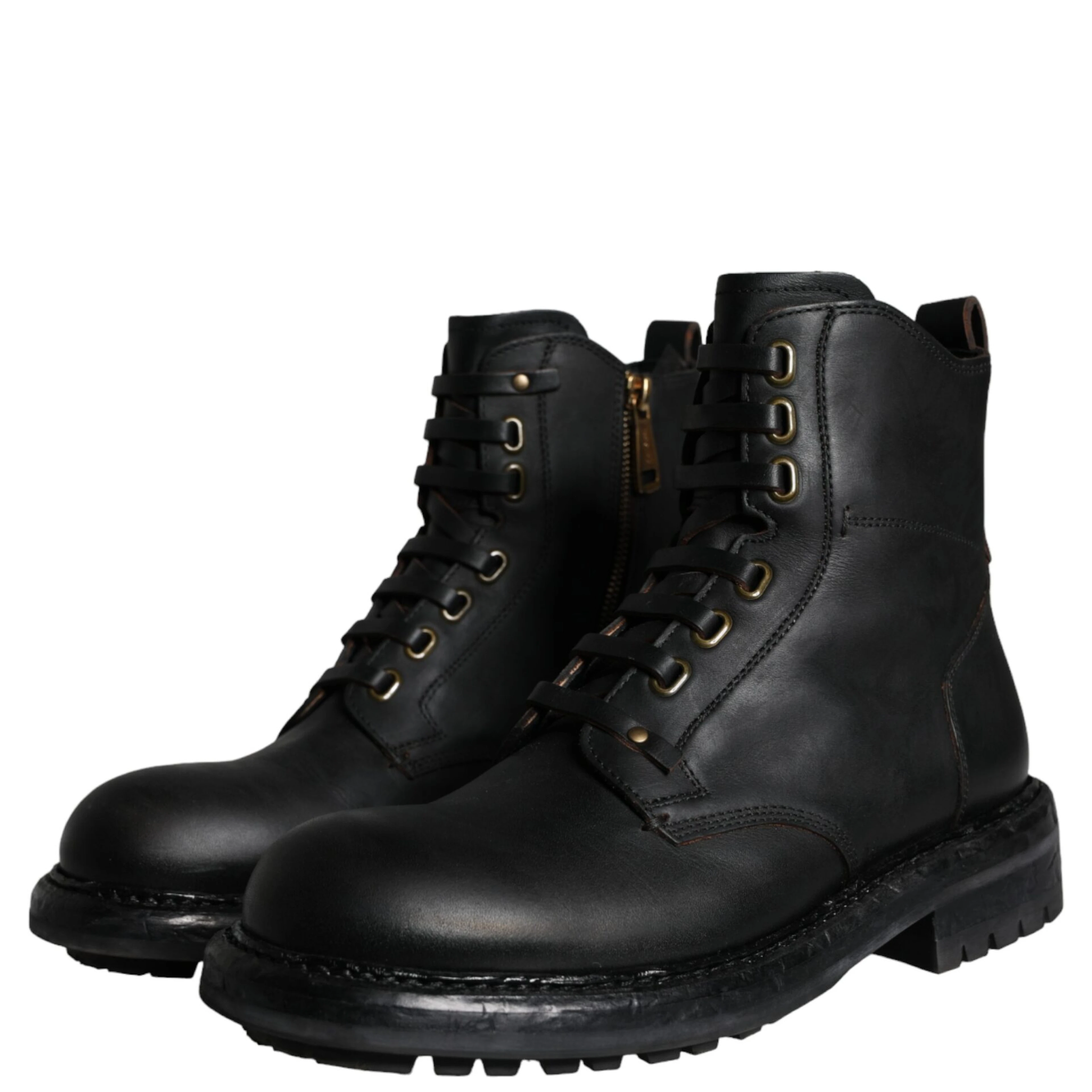 Black Lace Up Mid Calf Boots Men Shoes