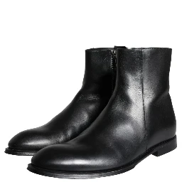 Black Calf Leather Men Ankle Boots Men Shoes