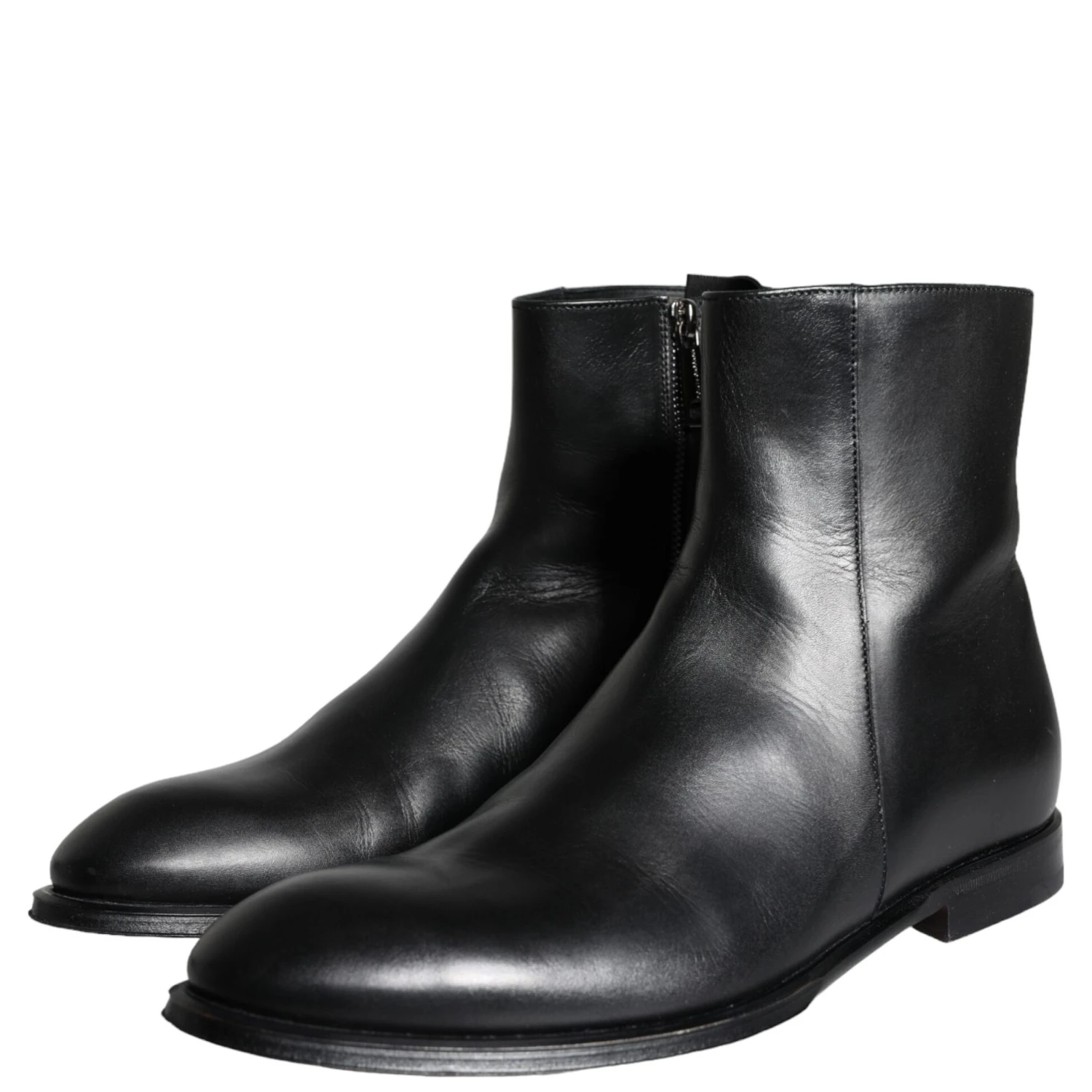 Black Calf Leather Men Ankle Boots Men Shoes